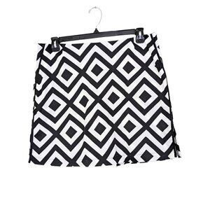 Golftini Womens 16L Skort Golf Skirt Athletic Black White Diamond Cotton Stretch
